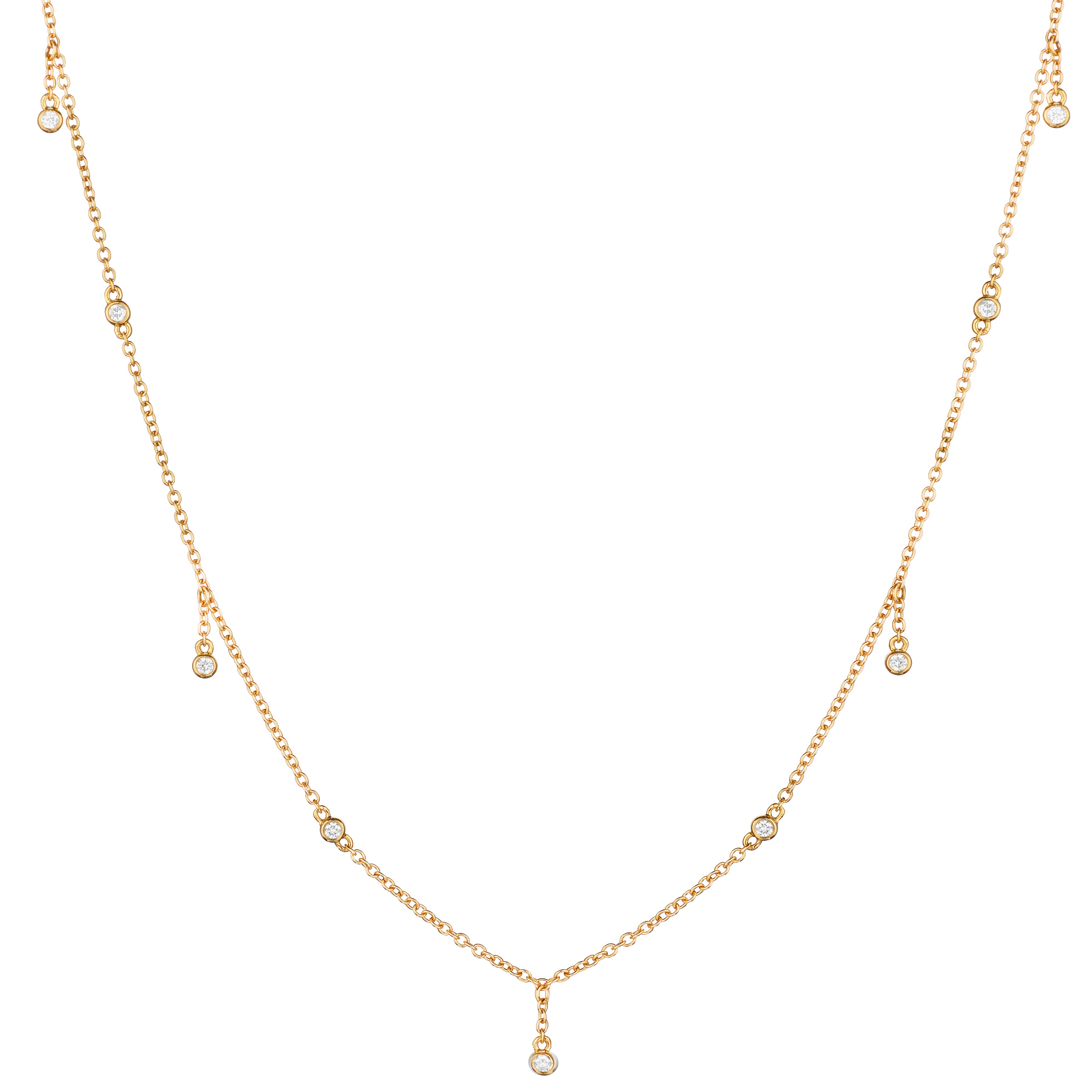 Diamond Station & Drop Necklace-Bijoux Village Fine Jewellers