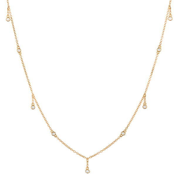 Diamond Station & Drop Necklace-Bijoux Village Fine Jewellers