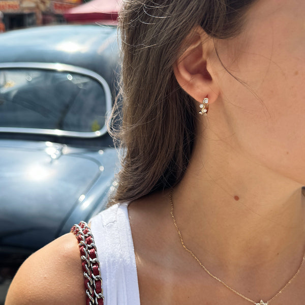 Diamond Wave Huggie Earrings in 10K Gold-Bijoux Village Fine Jewellers
