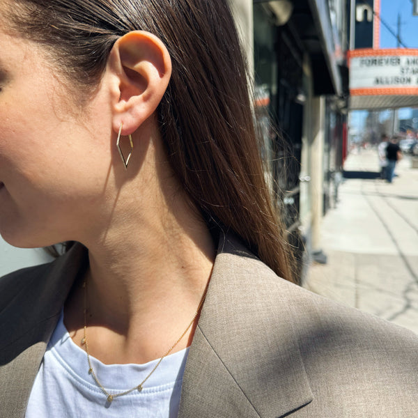 Geometric Diamond Huggie Hoop Earrings-Bijoux Village Fine Jewellers