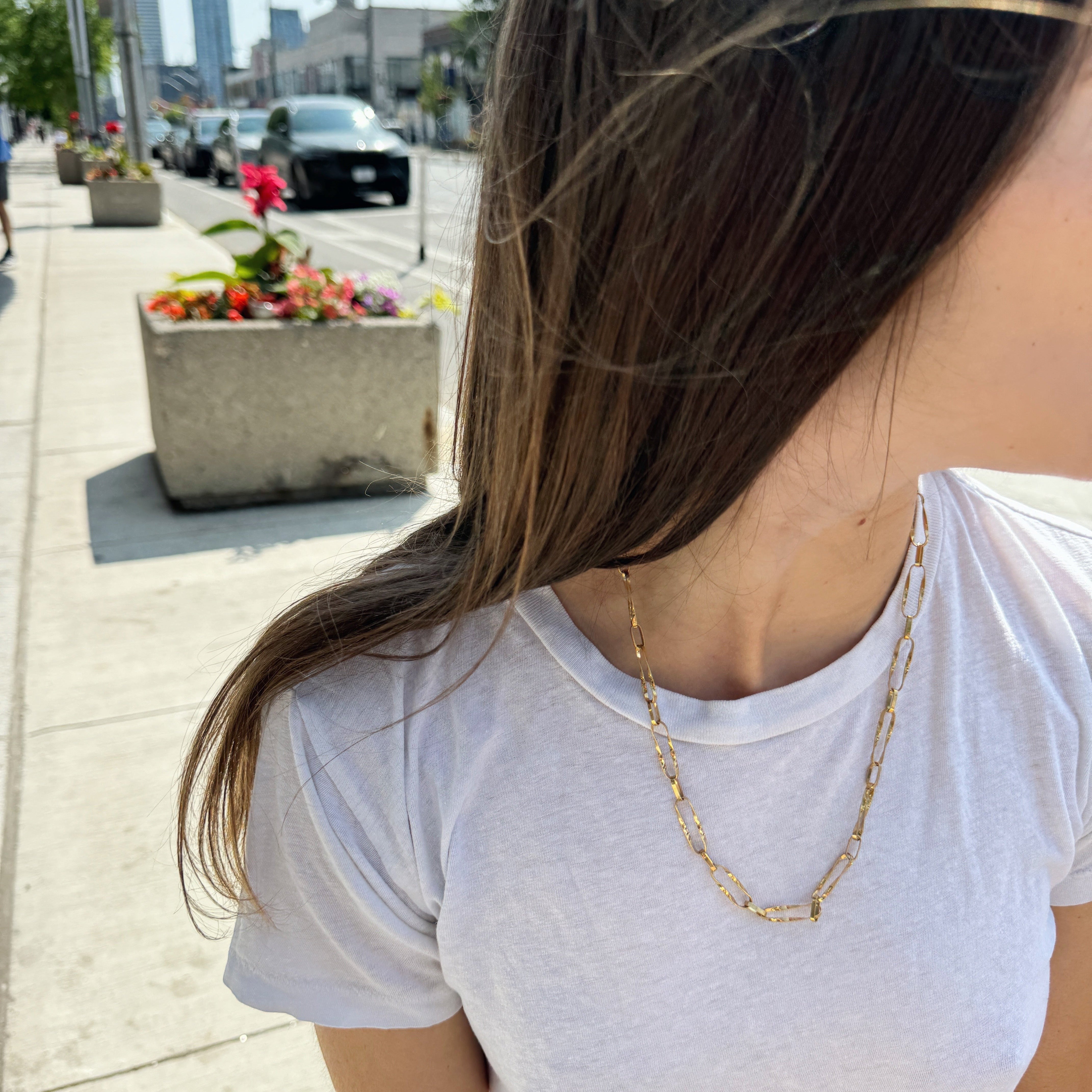 Hammered Paperclip Chain Necklace-Bijoux Village Fine Jewellers