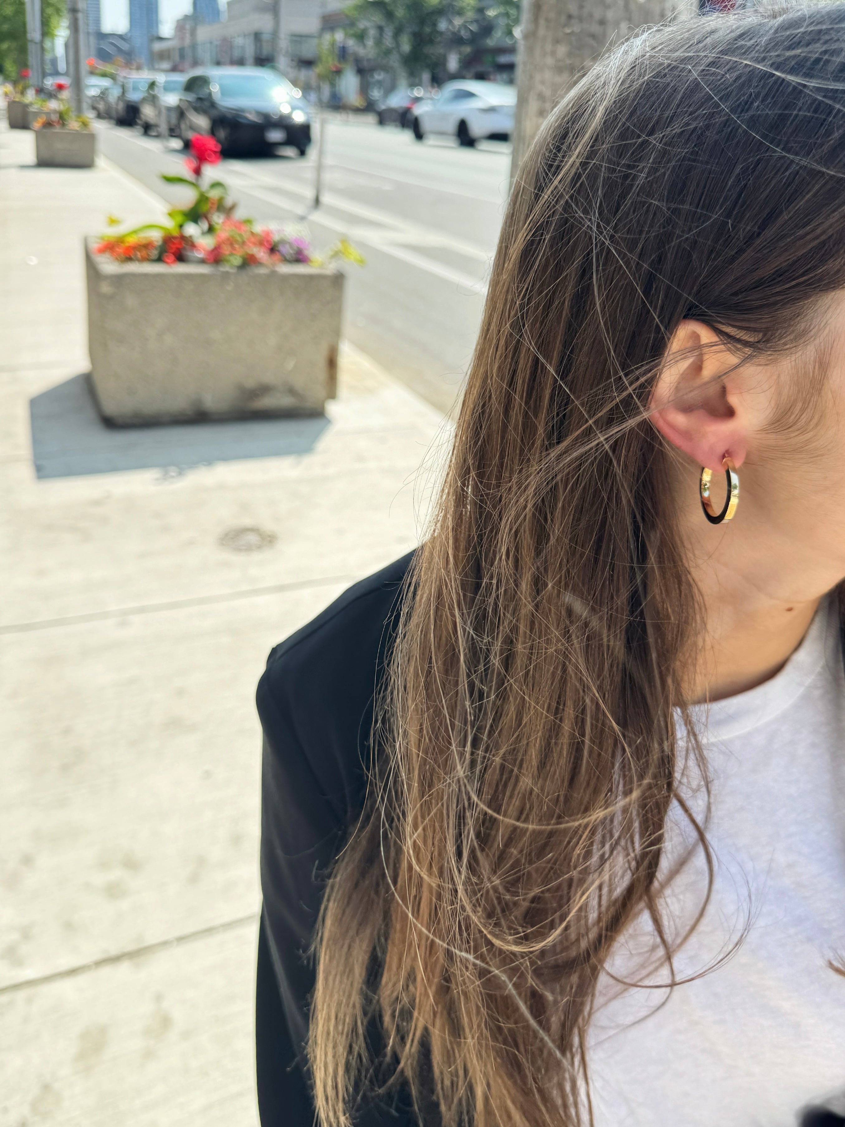 10K Yellow Gold 3mm Medium Hoop Earrings-Bijoux Village Fine Jewellers