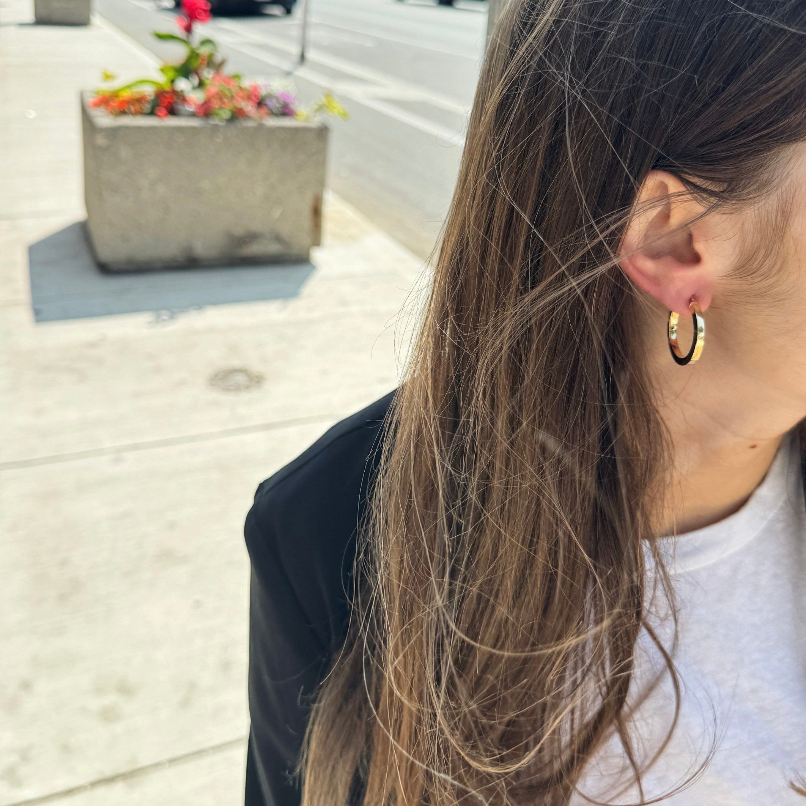 10K Yellow Gold 3mm Medium Hoop Earrings-Bijoux Village Fine Jewellers