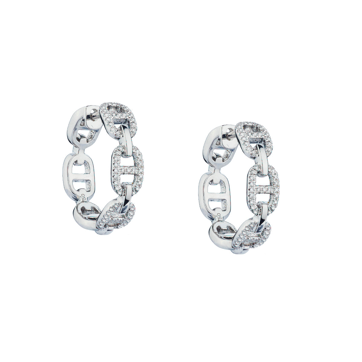 Diamond Link Hoop Earrings-Bijoux Village Fine Jewellers