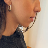 Tri-Color Gold Intertwined Hoop Earrings-White Gold-Bijoux Village Fine Jewellers