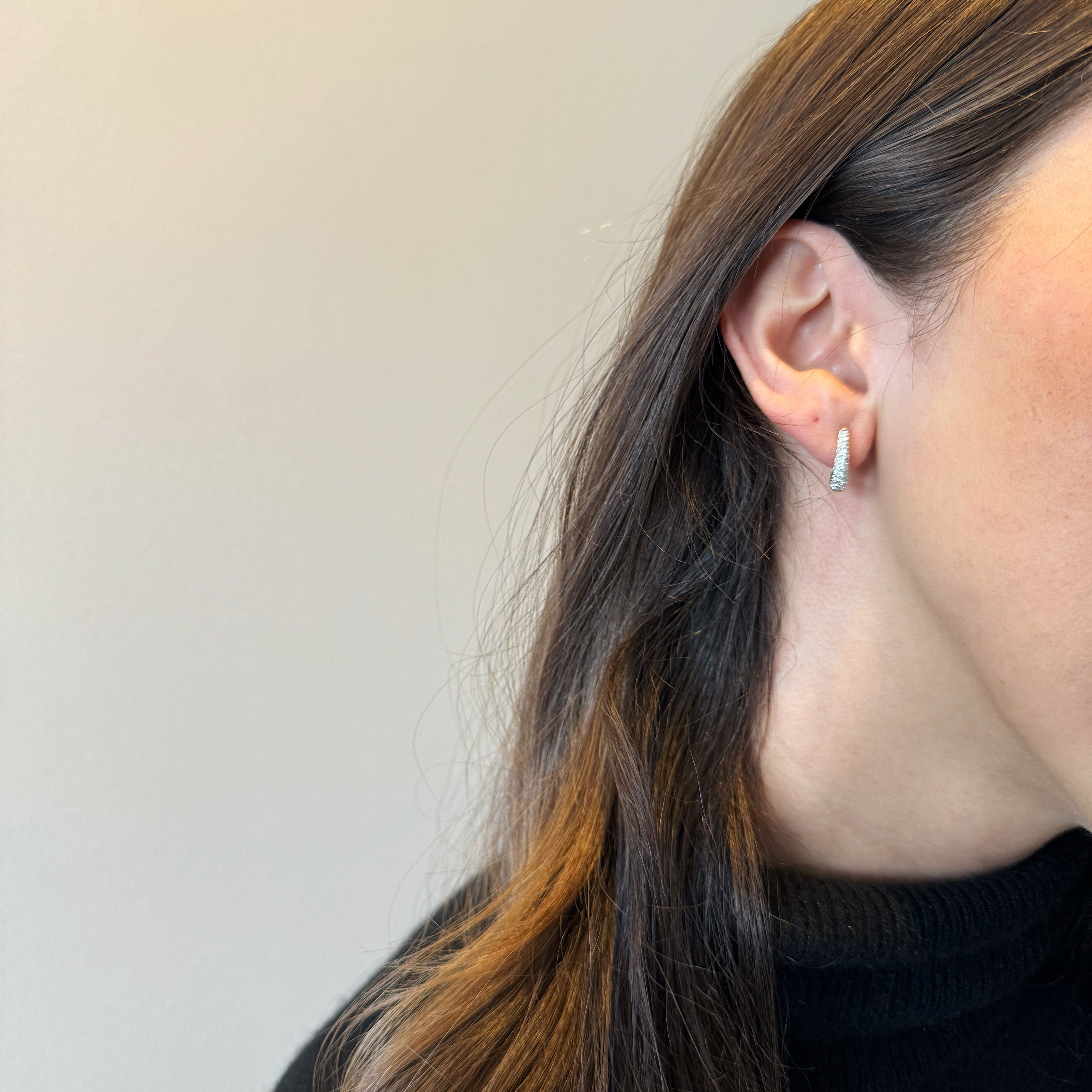 Pave Diamond Huggie Earrings-Bijoux Village Fine Jewellers