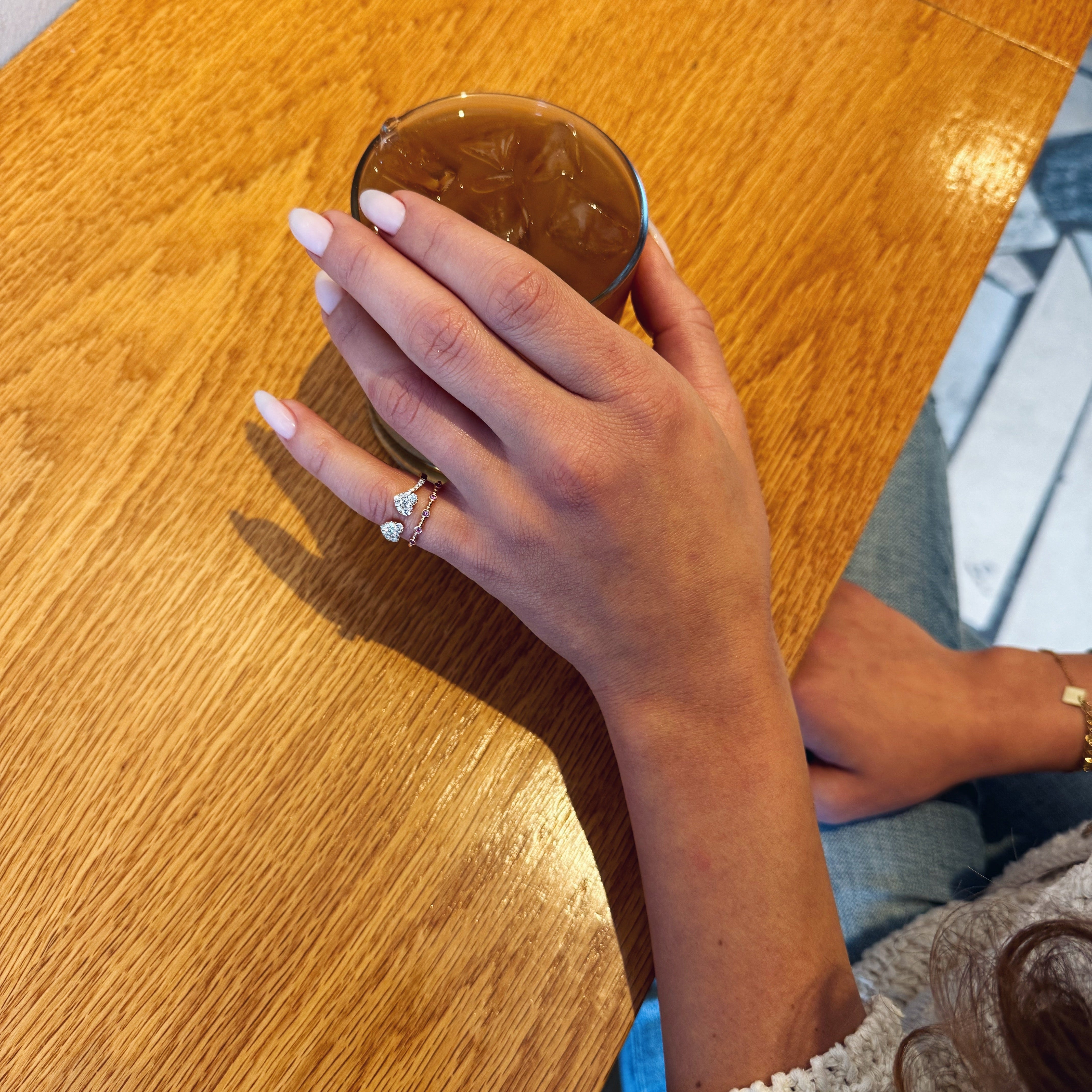 Rose Gold Double Heart Diamond Ring-18 Karat Rose Gold-Bijoux Village Fine Jewellers
