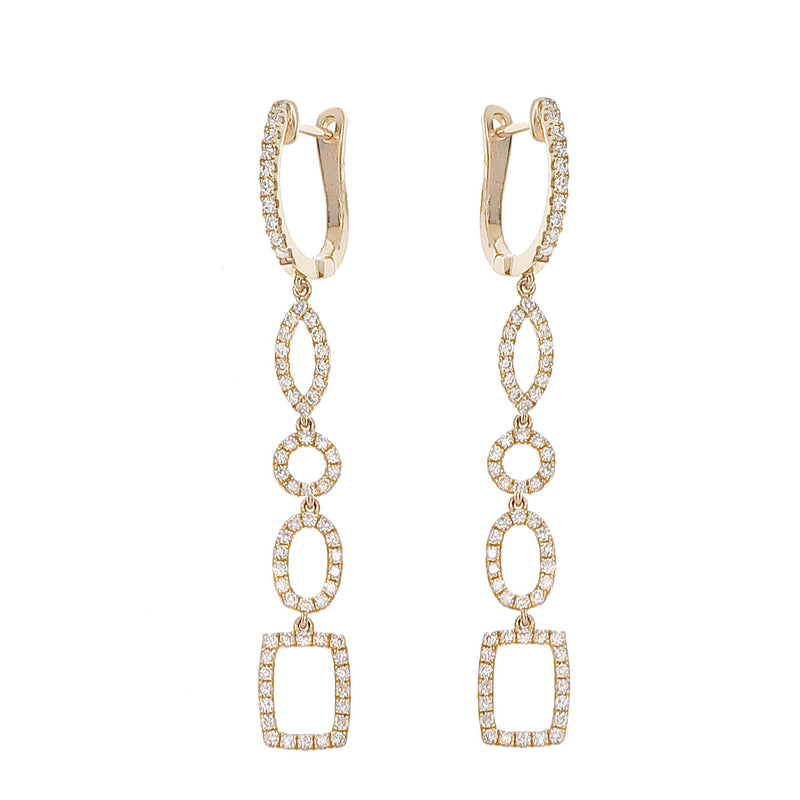 Geometric Diamond Drop Earrings – 1.03 CT-Diamond-Bijoux Village Fine Jewellers