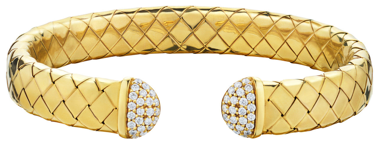 Woven Gold Diamond Cuff Bracelet-Bijoux Village Fine Jewellers