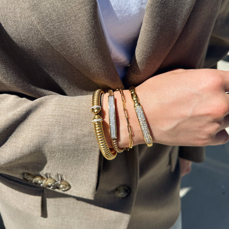 Yellow Gold Diamond Pavé Bangle-Bijoux Village Fine Jewellers