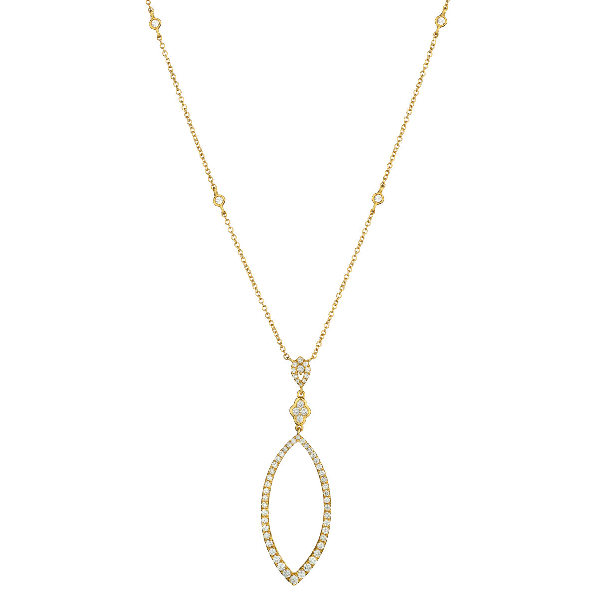 Gold and Diamond Marquise Pendant Necklace-Bijoux Village Fine Jewellers