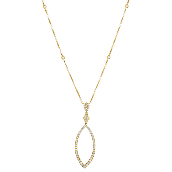 Gold and Diamond Marquise Pendant Necklace-Bijoux Village Fine Jewellers