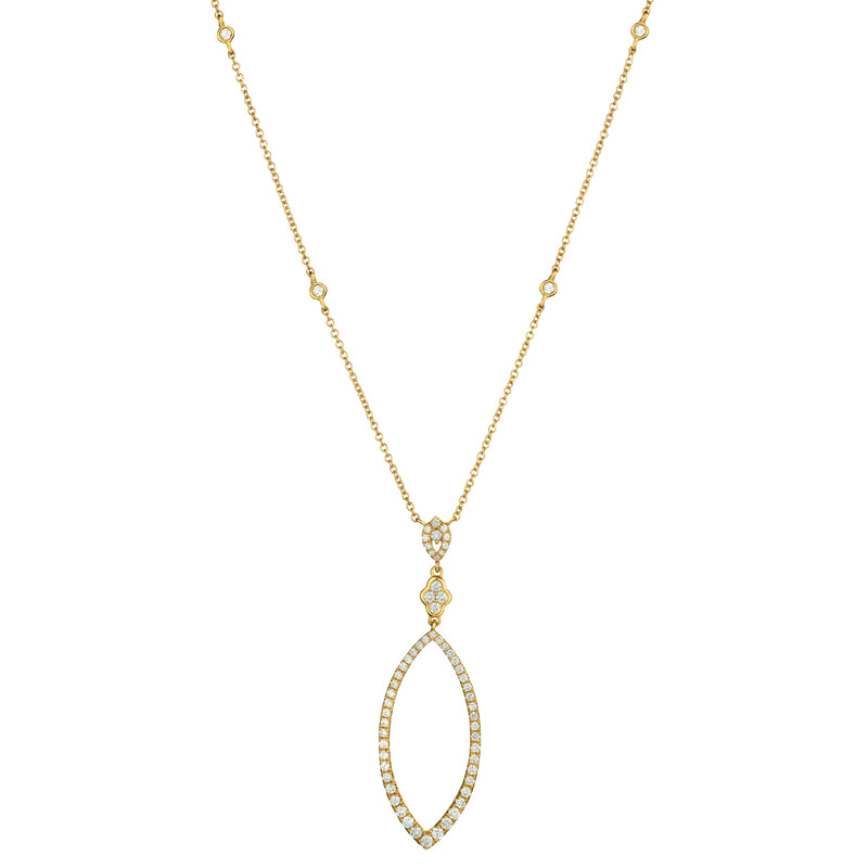 Gold and Diamond Marquise Pendant Necklace-Bijoux Village Fine Jewellers
