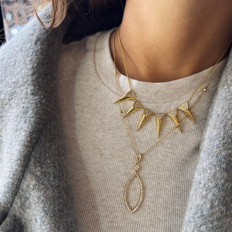 Gold and Diamond Marquise Pendant Necklace-Bijoux Village Fine Jewellers