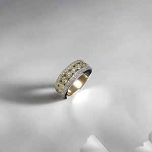 Yellow and White Diamond Band-rings-Bijoux Village Fine Jewellers