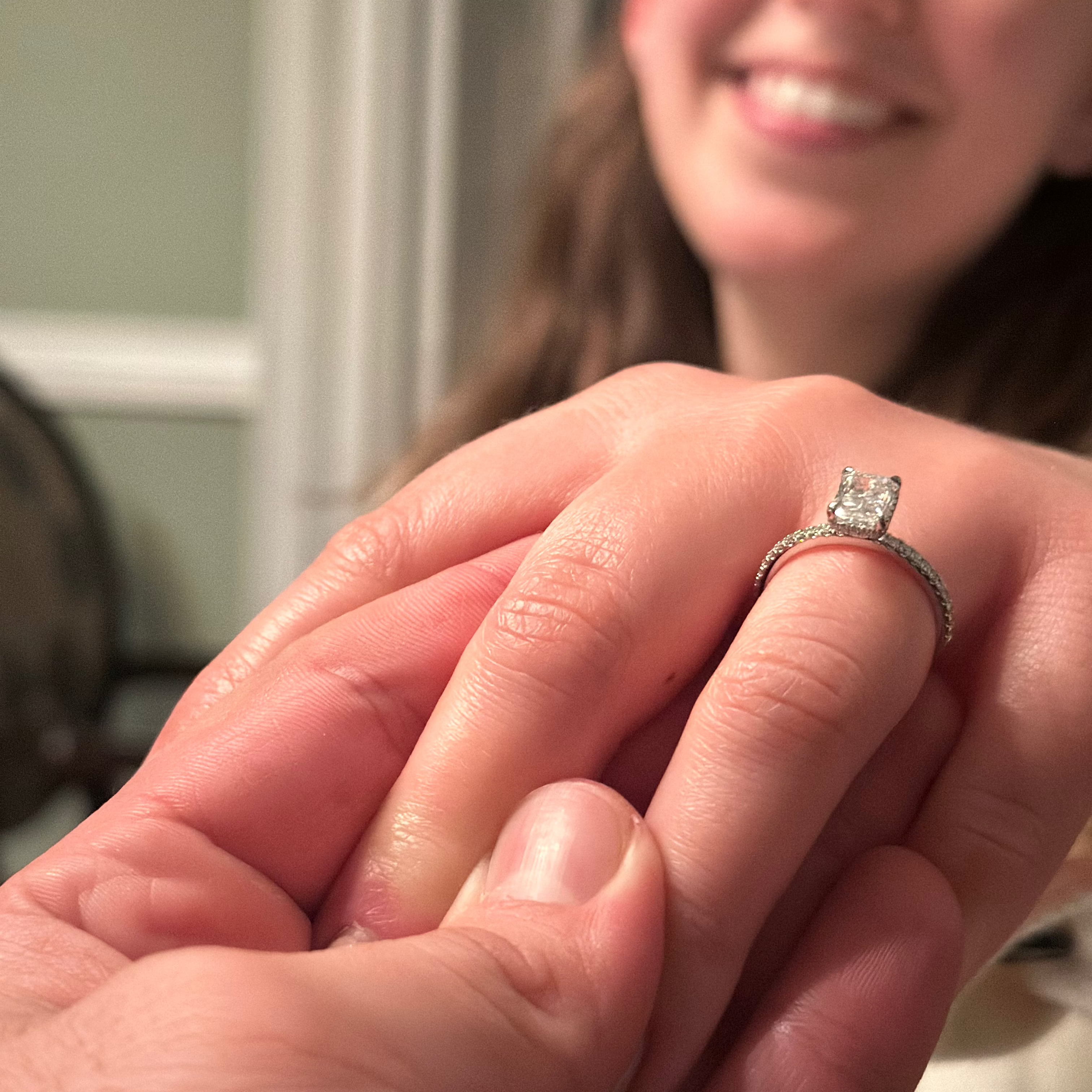 Custom Radiant Cut Diamond Ring with Diamond Band-Bijoux Village Fine Jewellers