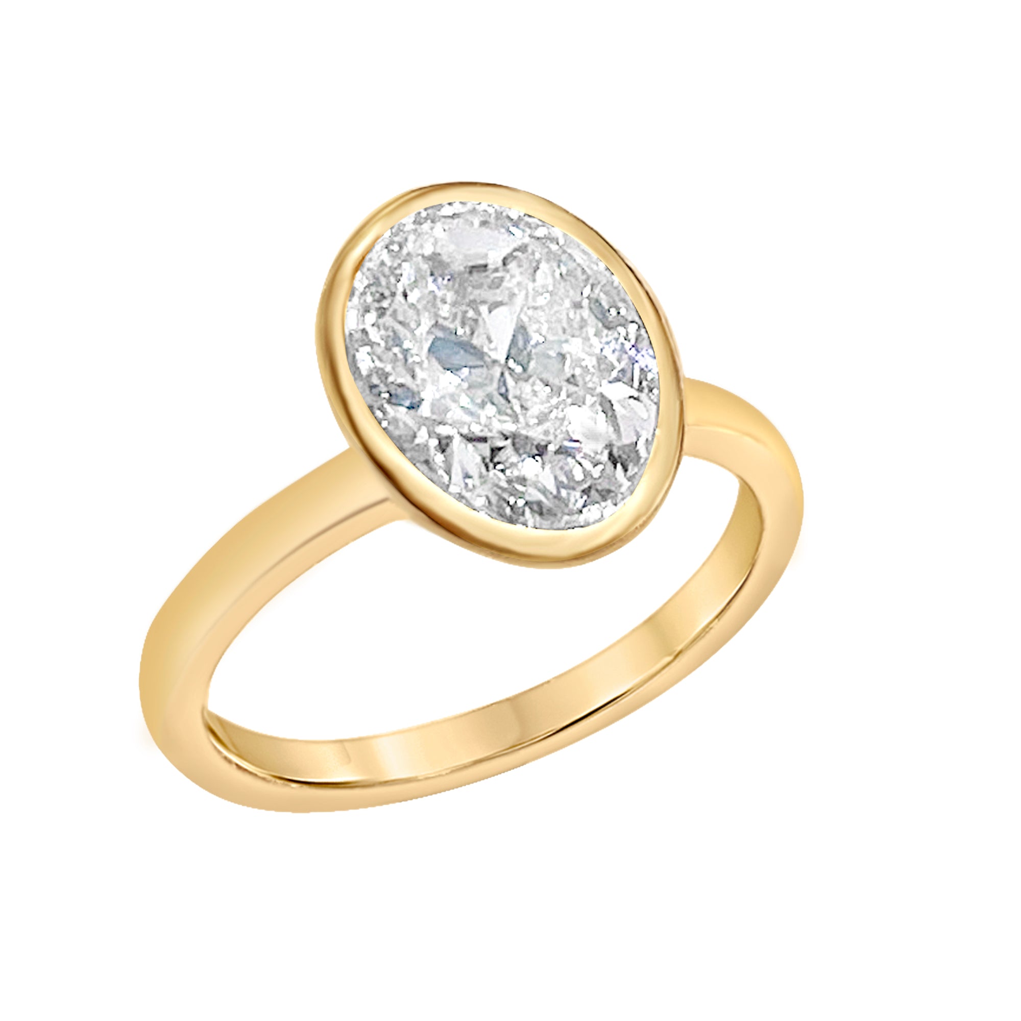 Bezel set oval diamond ring-18 Karat-Bijoux Village Fine Jewellers