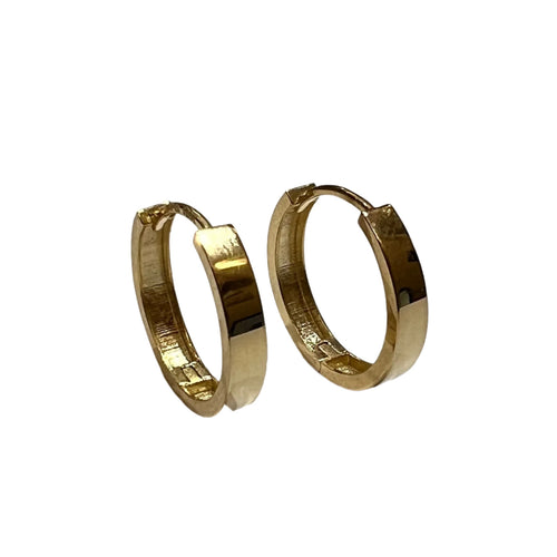 14 Karat Yellow Gold Round Hoop Huggie Earrings-Earrings-Bijoux Village Fine Jewellers