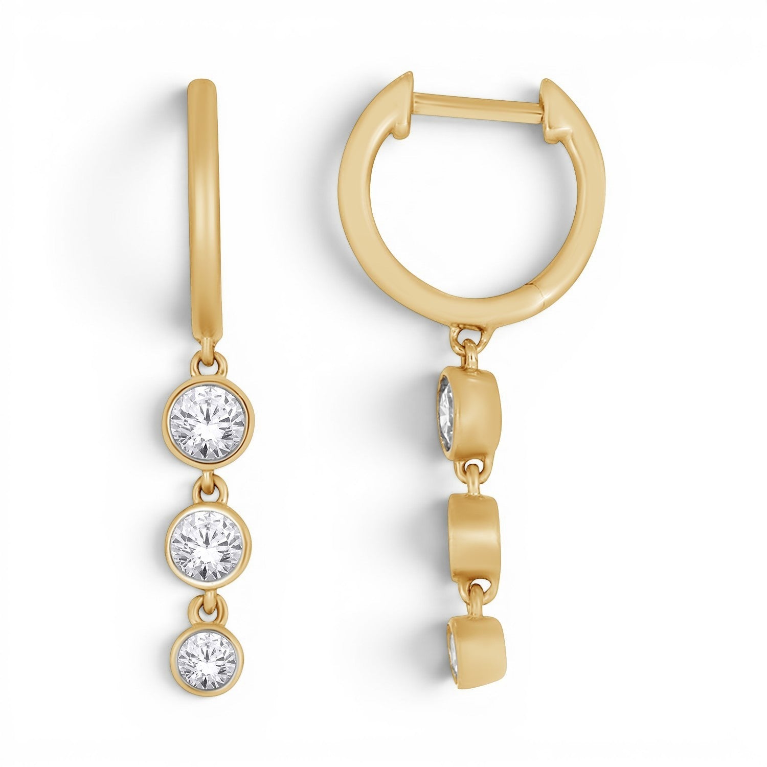 Three-Stone Drop Huggies-Bijoux Village Fine Jewellers
