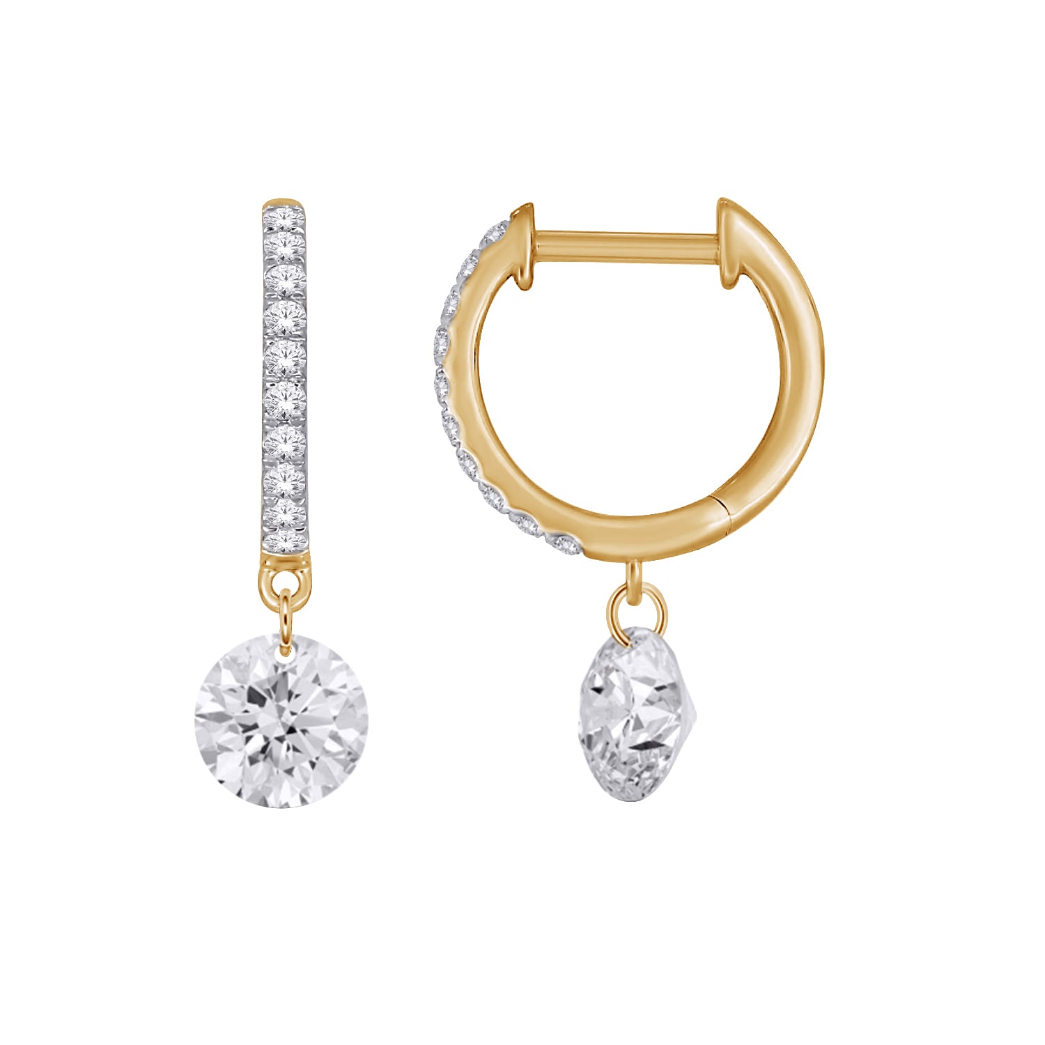 Golden Solitaire Hoops-Bijoux Village Fine Jewellers