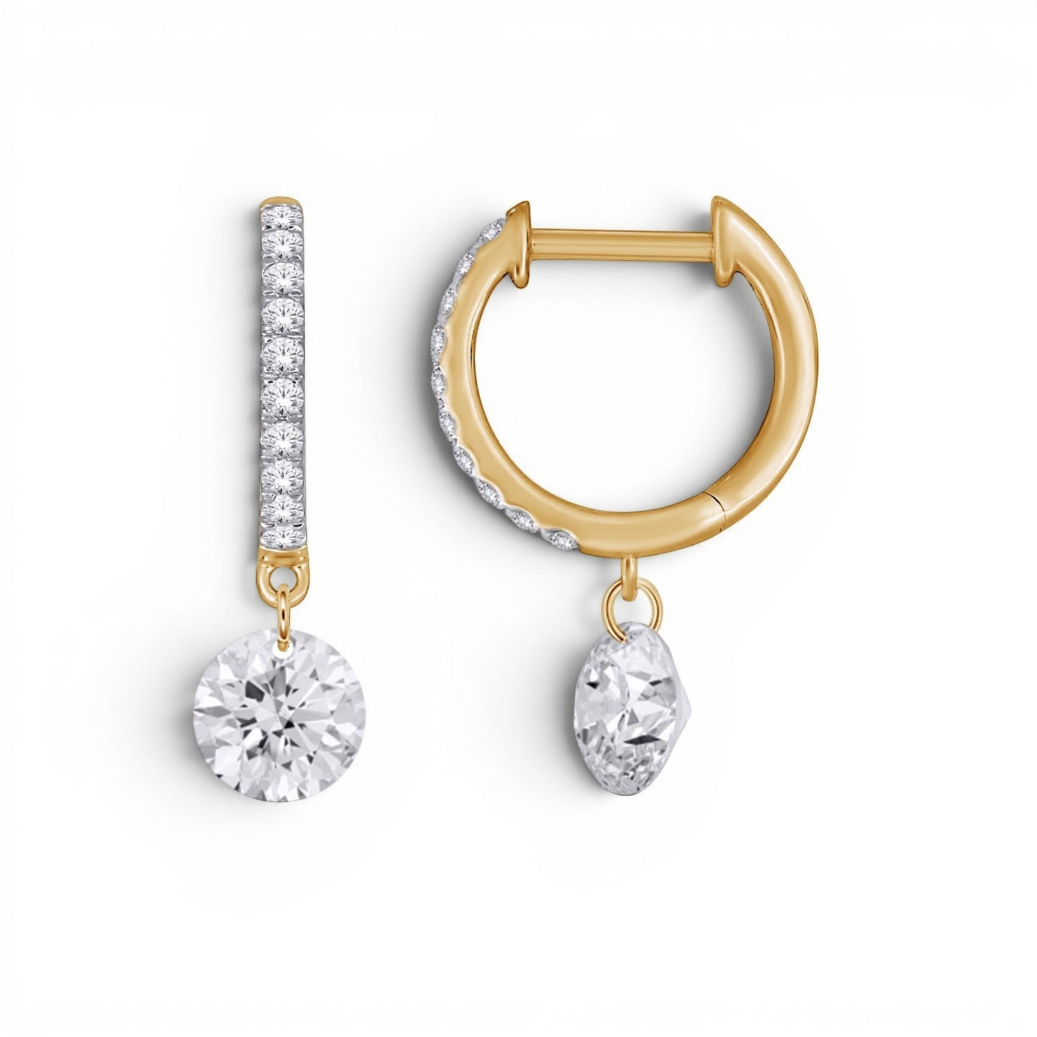 Golden Solitaire Hoops-Bijoux Village Fine Jewellers