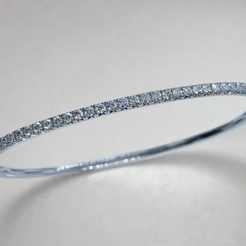 18 Karat White Gold and Diamond Bangle-Bracelet-Bijoux Village Fine Jewellers