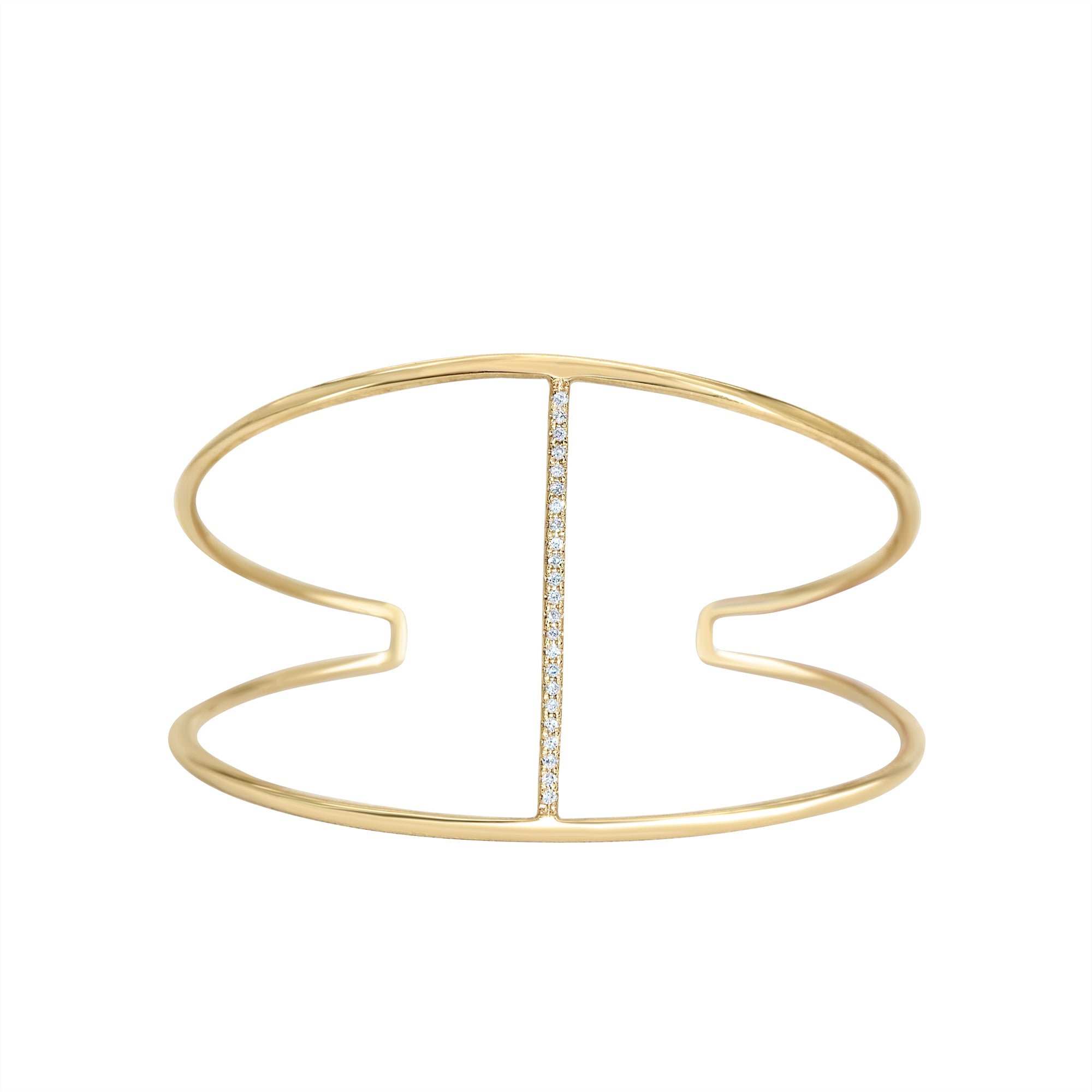 Open Cuff Bracelet with Diamonds-14 Karat-Bijoux Village Fine Jewellers