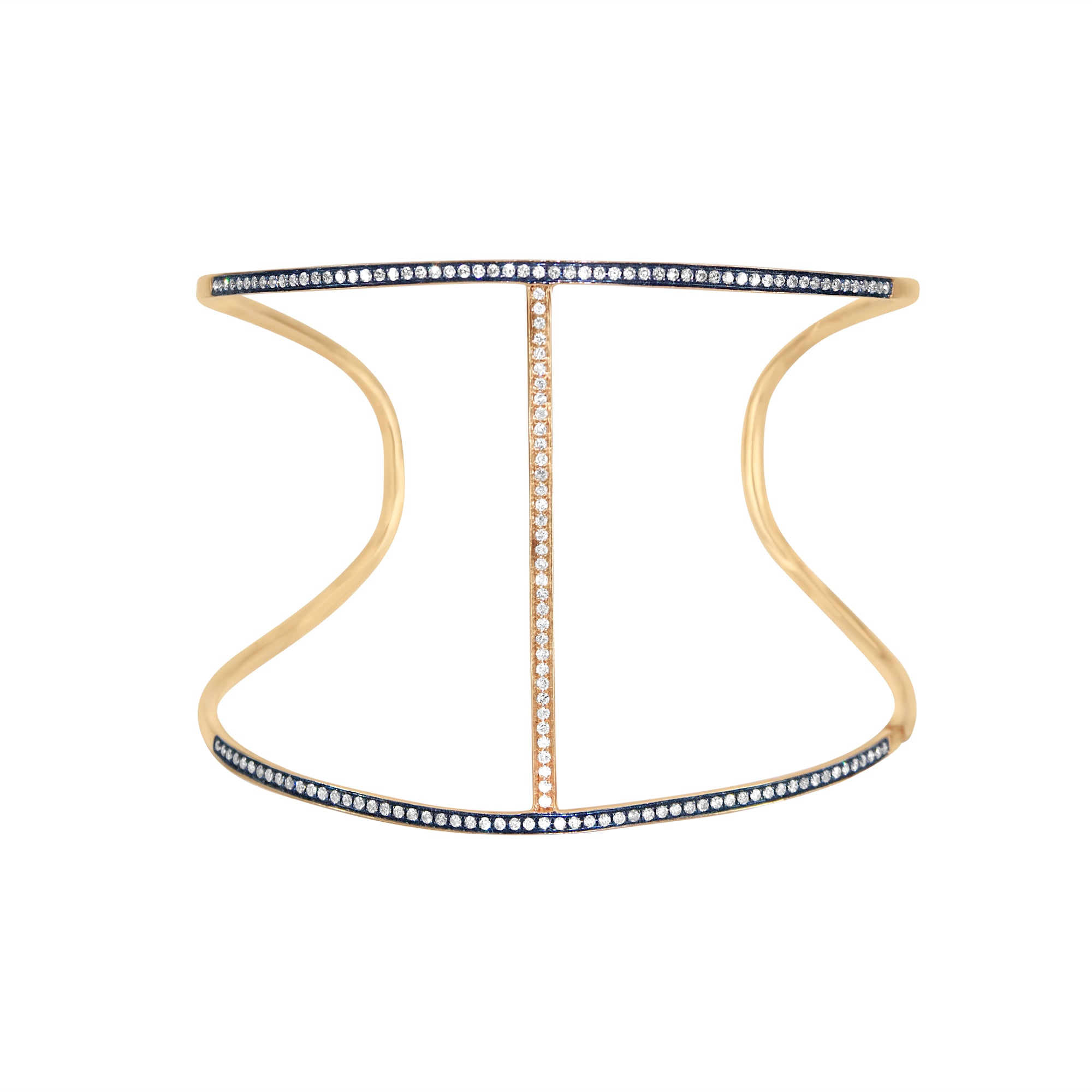 Rose Gold Cuff with Black Rhodium Trim & Diamonds-Diamond-Bijoux Village Fine Jewellers