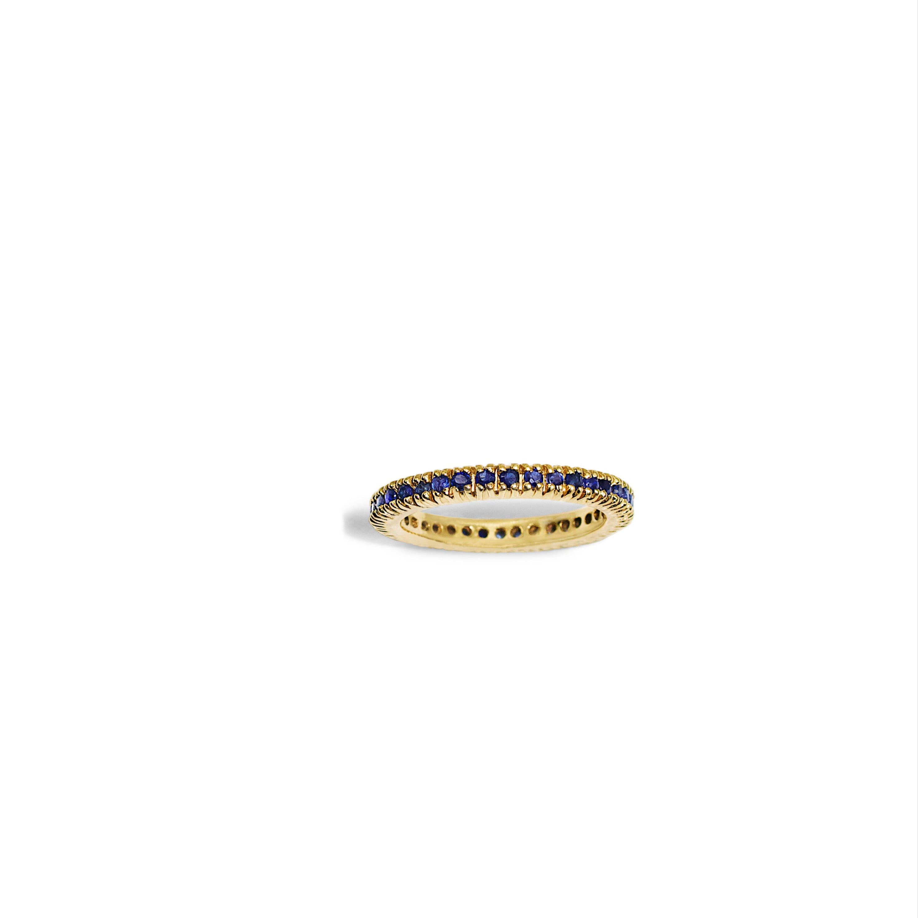 Navy Sapphire Eternity Band-14 Karat-Bijoux Village Fine Jewellers