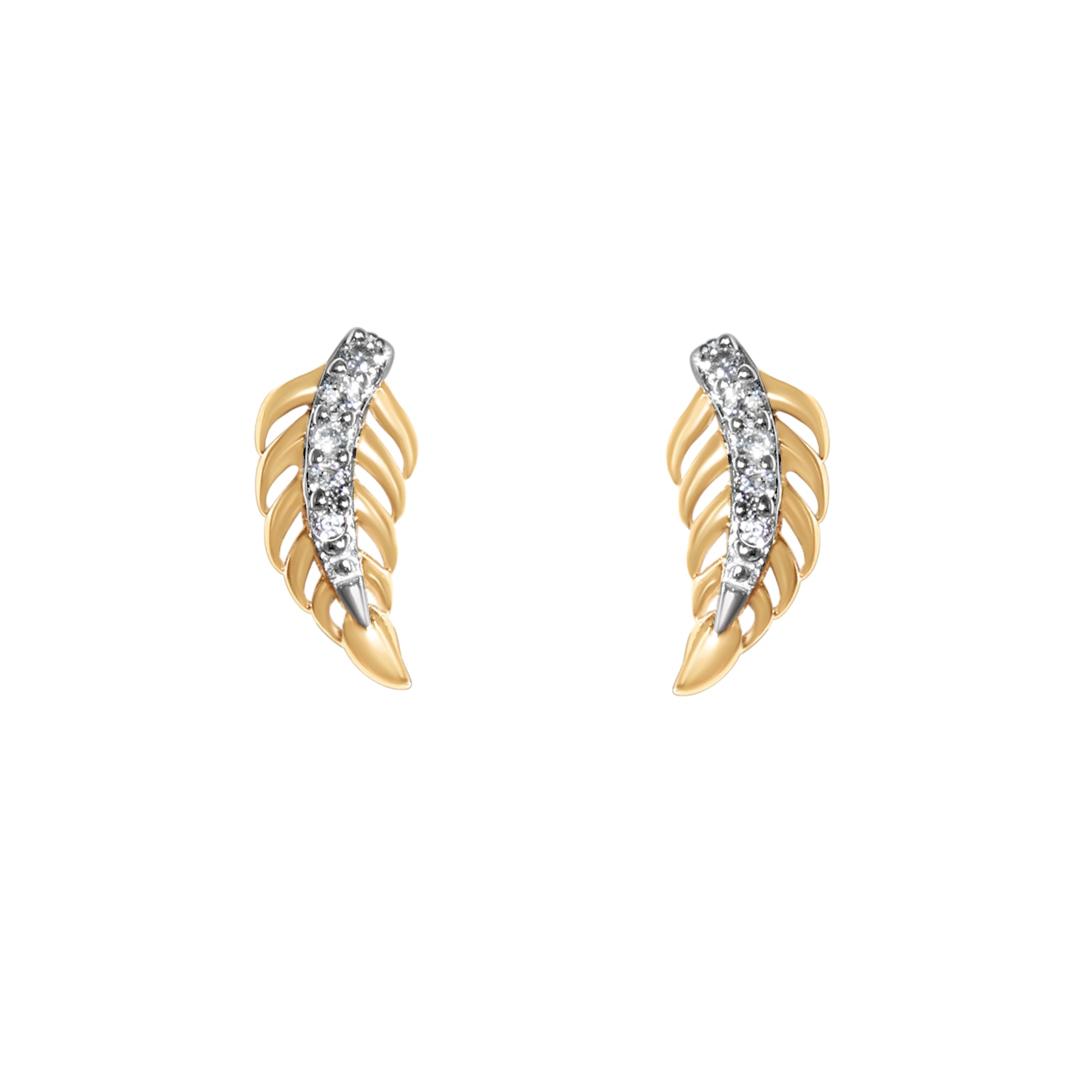 Feathered Diamond Earrings-10 Karat-Bijoux Village Fine Jewellers