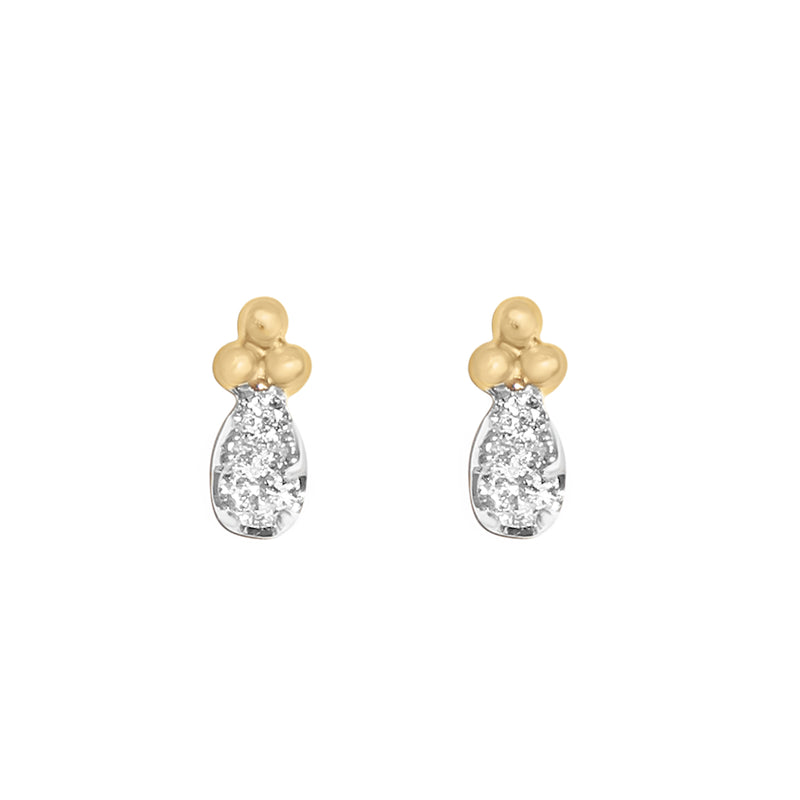 Yellow Gold Diamond Cluster Earrings-Diamond-Bijoux Village Fine Jewellers