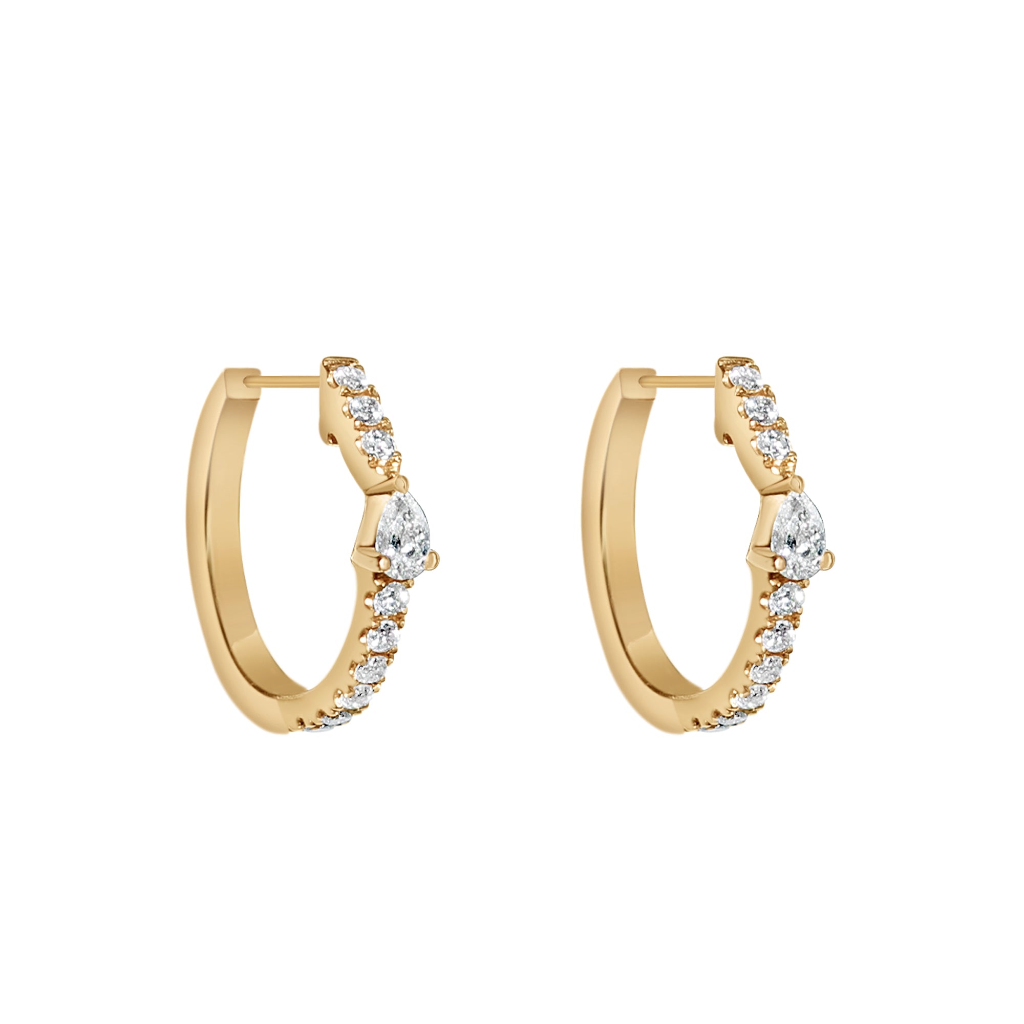 Marquise Accent Diamond Hoop Earrings-18 Karat-Bijoux Village Fine Jewellers