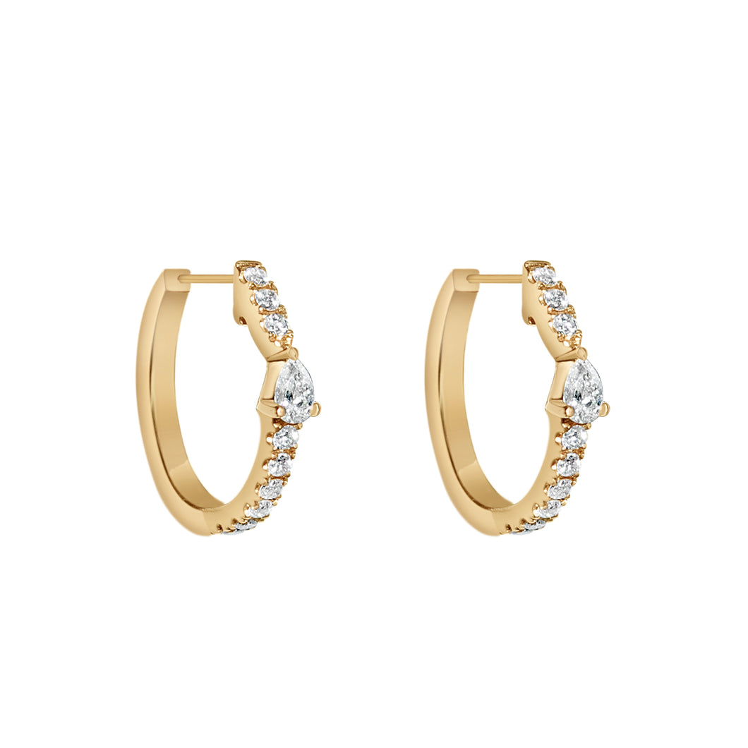 18 Karat Yellow Gold Diamond Huggie Earrings with .20 CTs Natural Diamonds-Earring-Bijoux Village Fine Jewellers