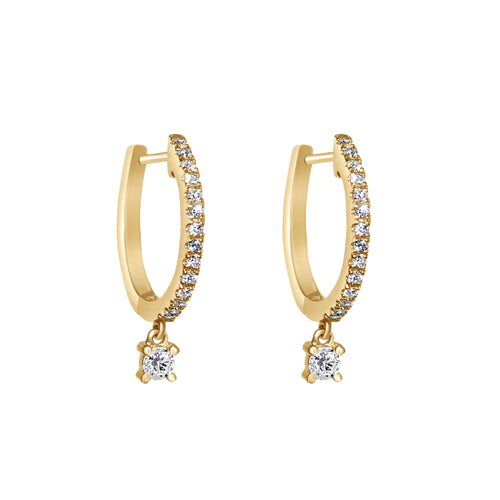 18 Karat Yellow Gold Huggie Earrings with .18 CTs Diamonds-Earrings-Bijoux Village Fine Jewellers