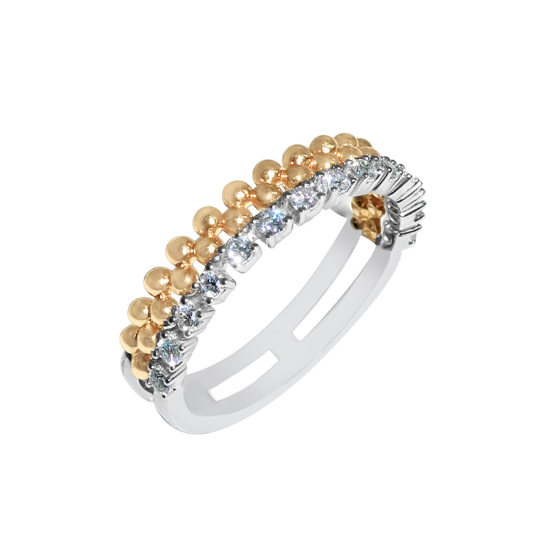 Yellow & White Gold Beaded Diamond Band-18 Karat-Bijoux Village Fine Jewellers