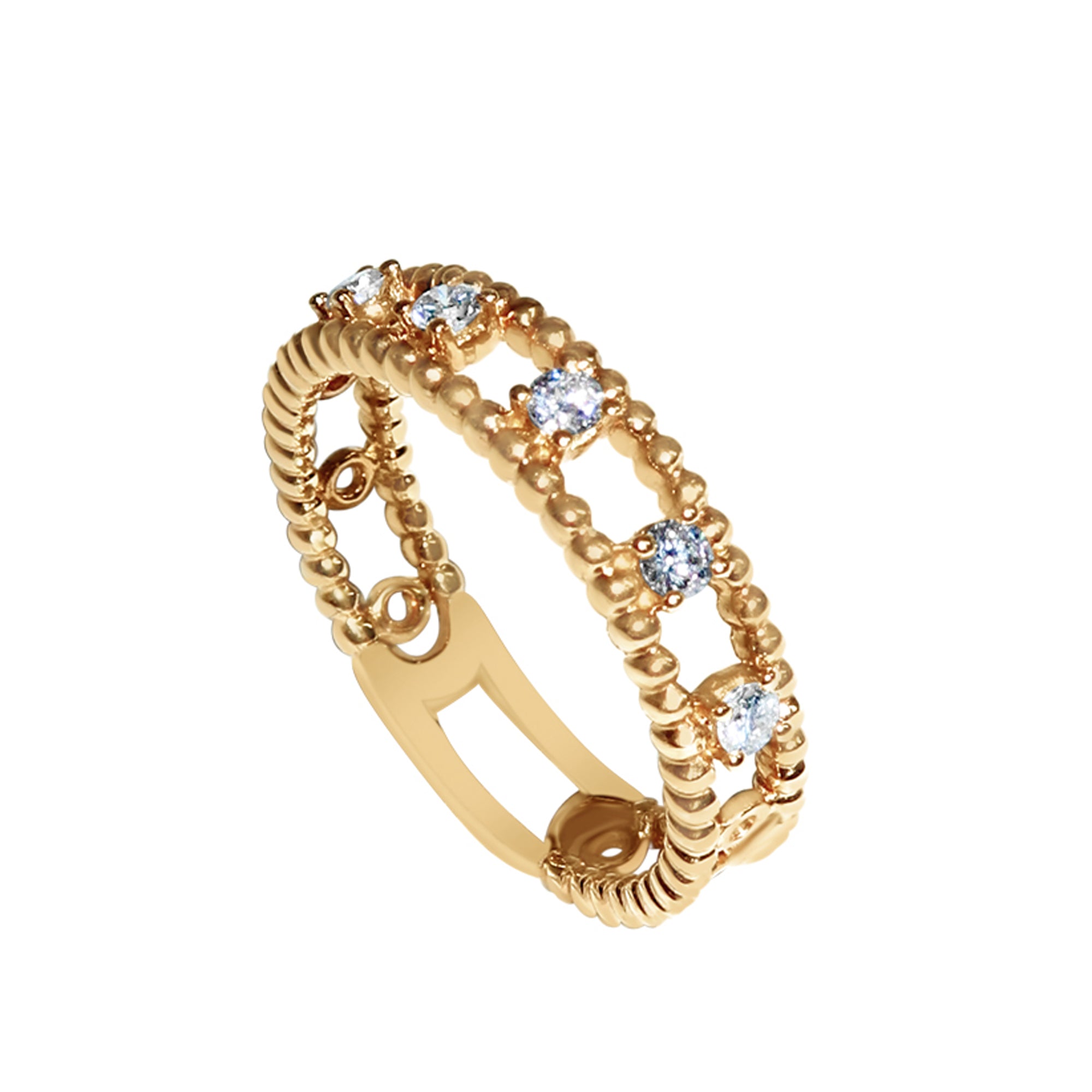 Yellow Gold Beaded Diamond Band-18 Karat-Bijoux Village Fine Jewellers