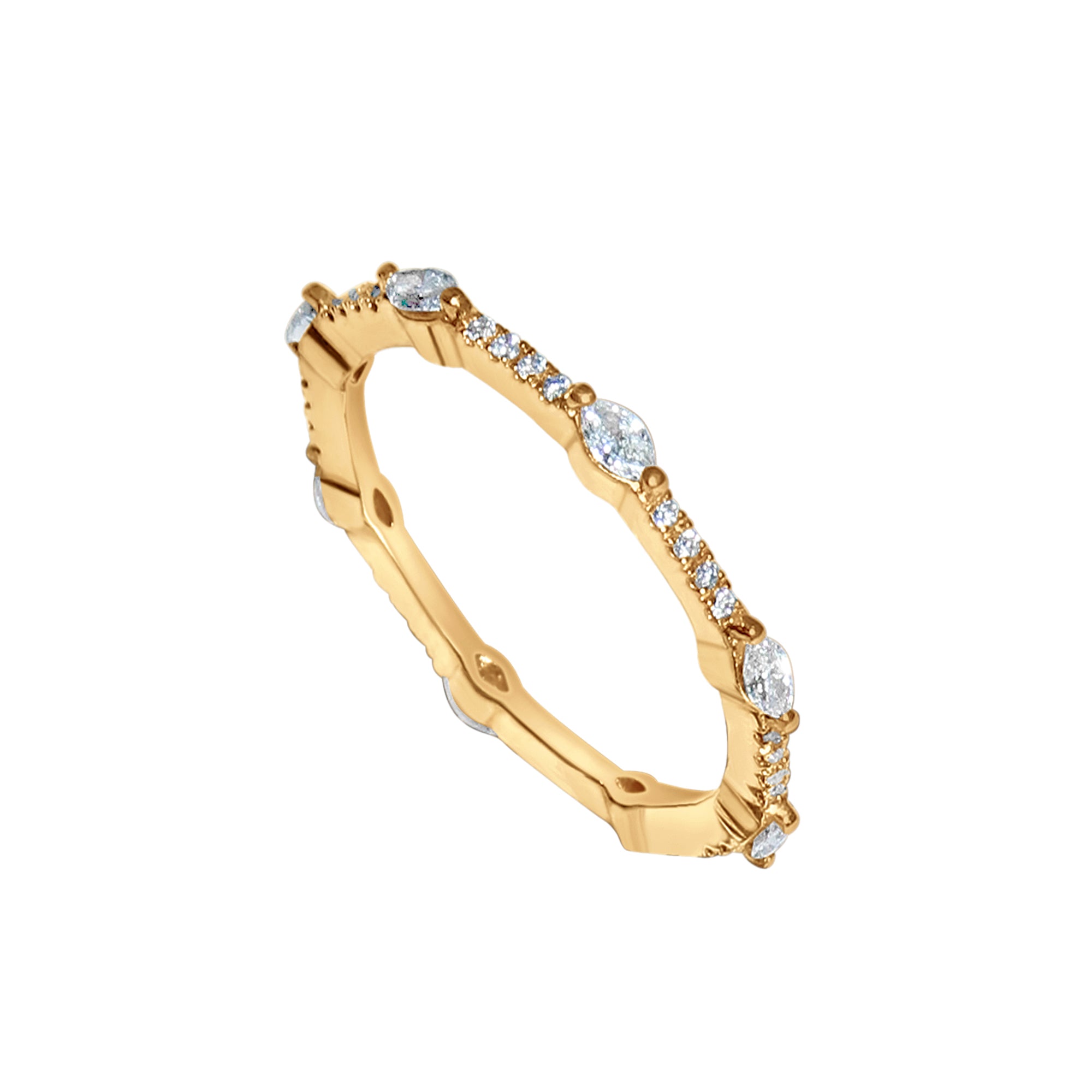 Yellow Gold Diamond Stacking Ring-Diamond-Bijoux Village Fine Jewellers