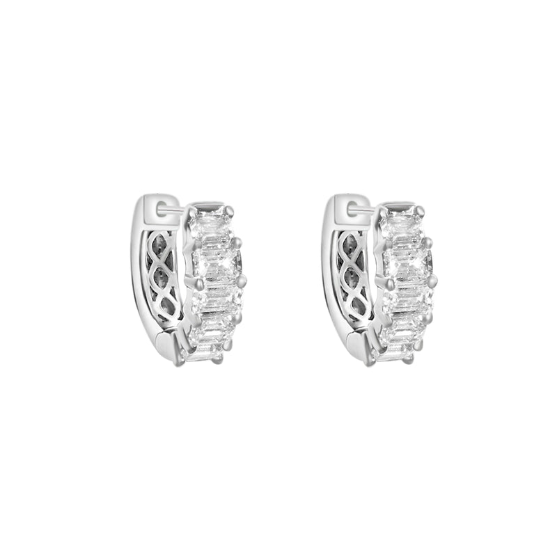 Emerald Cut Elegance Hoops-Diamond-Bijoux Village Fine Jewellers