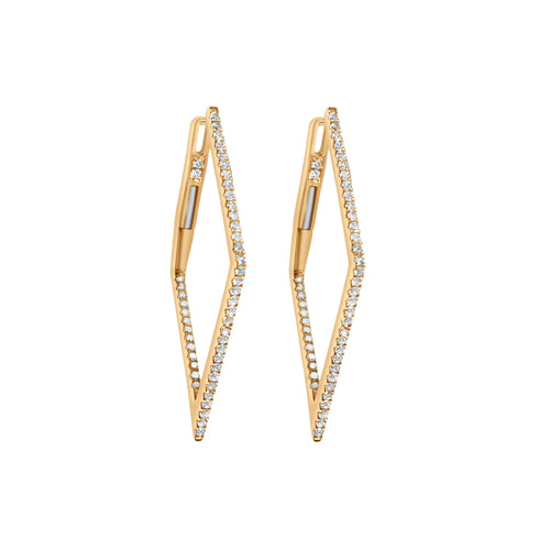 18 Karat Yellow Gold Angular Huggie Earrings with .34 CTs Natural Diamonds-Earring-Bijoux Village Fine Jewellers