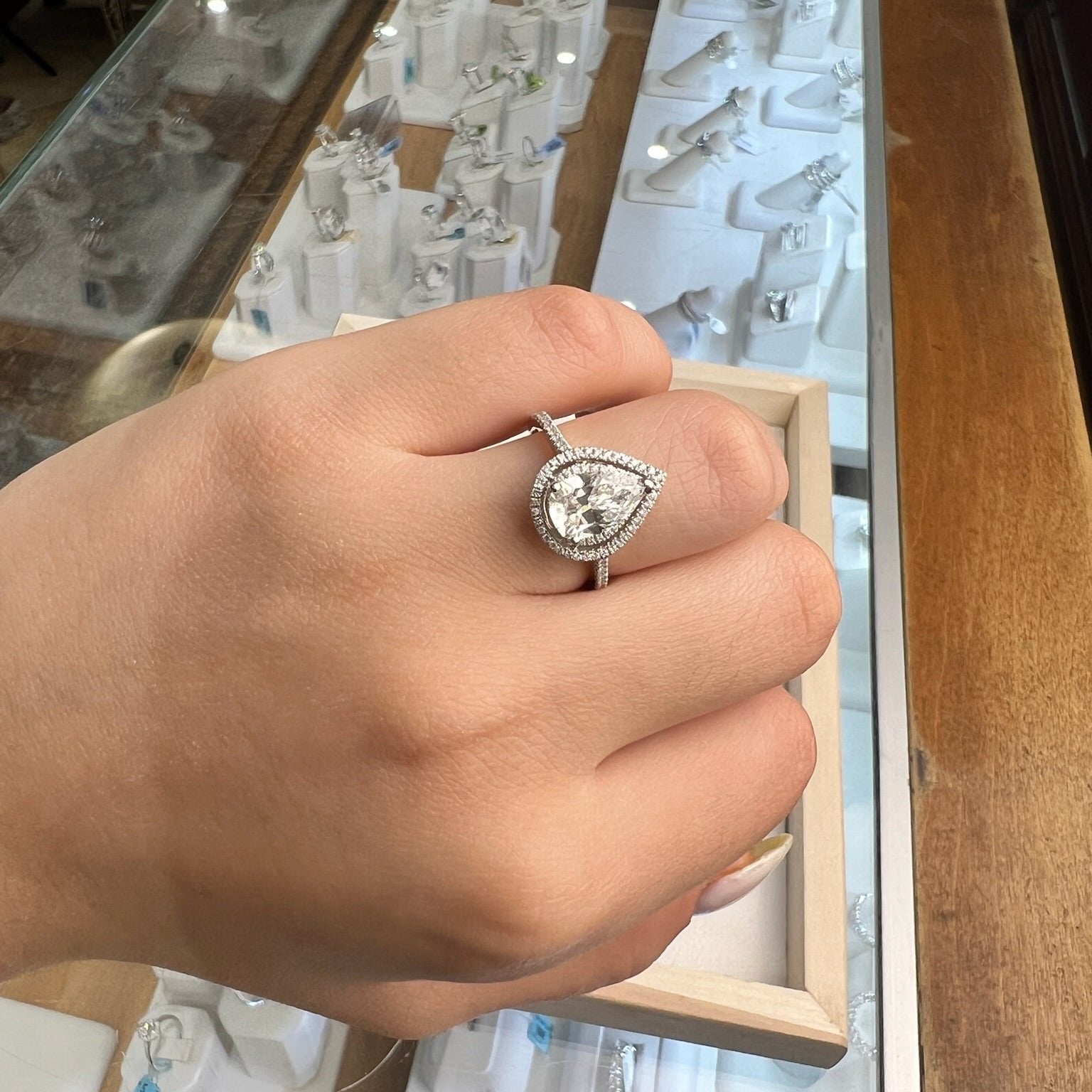 Pear-Shaped Diamond Halo Ring-Bijoux Village Fine Jewellers