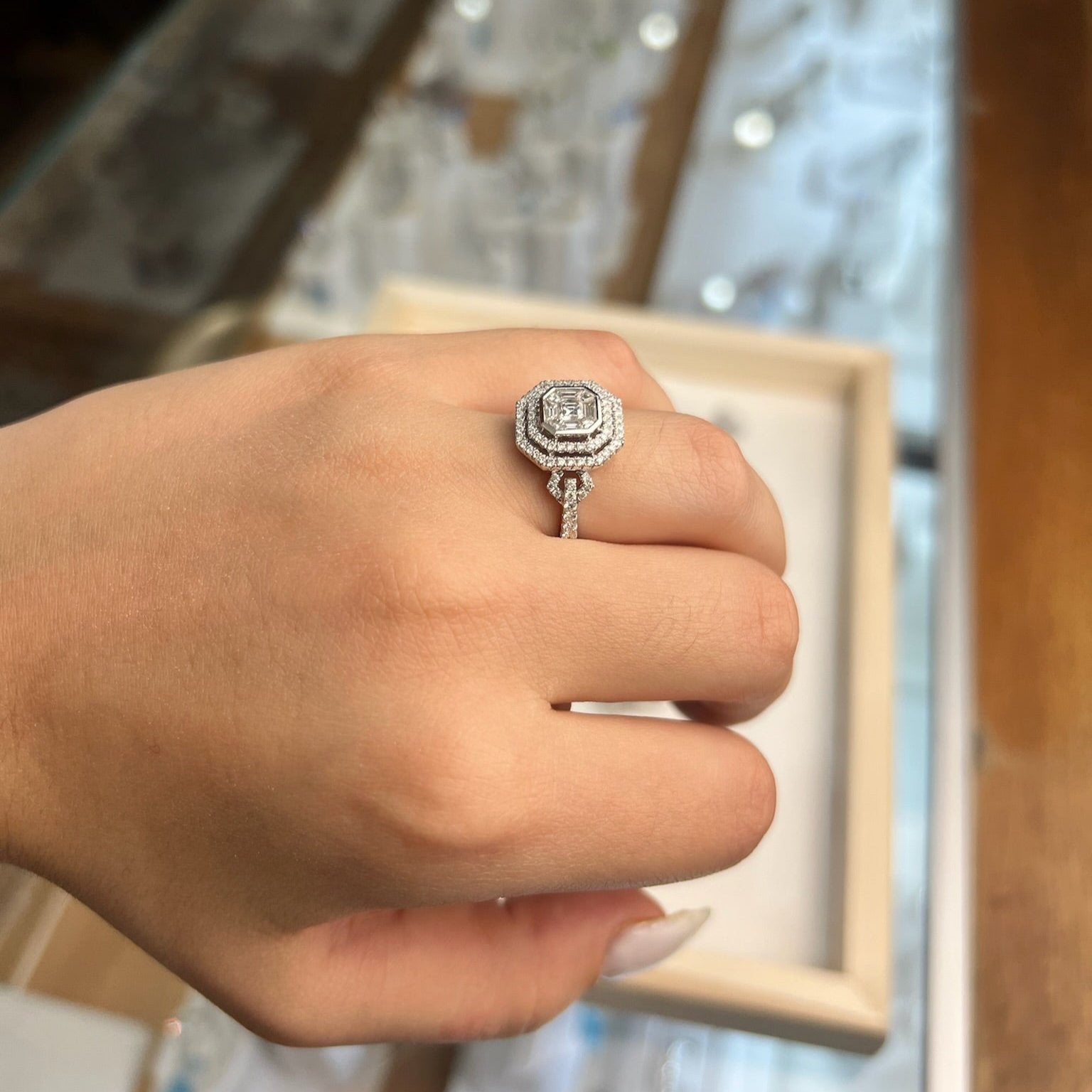 Vintage-Inspired Halo Diamond Ring – 2.37 CT Total-Diamond-Bijoux Village Fine Jewellers