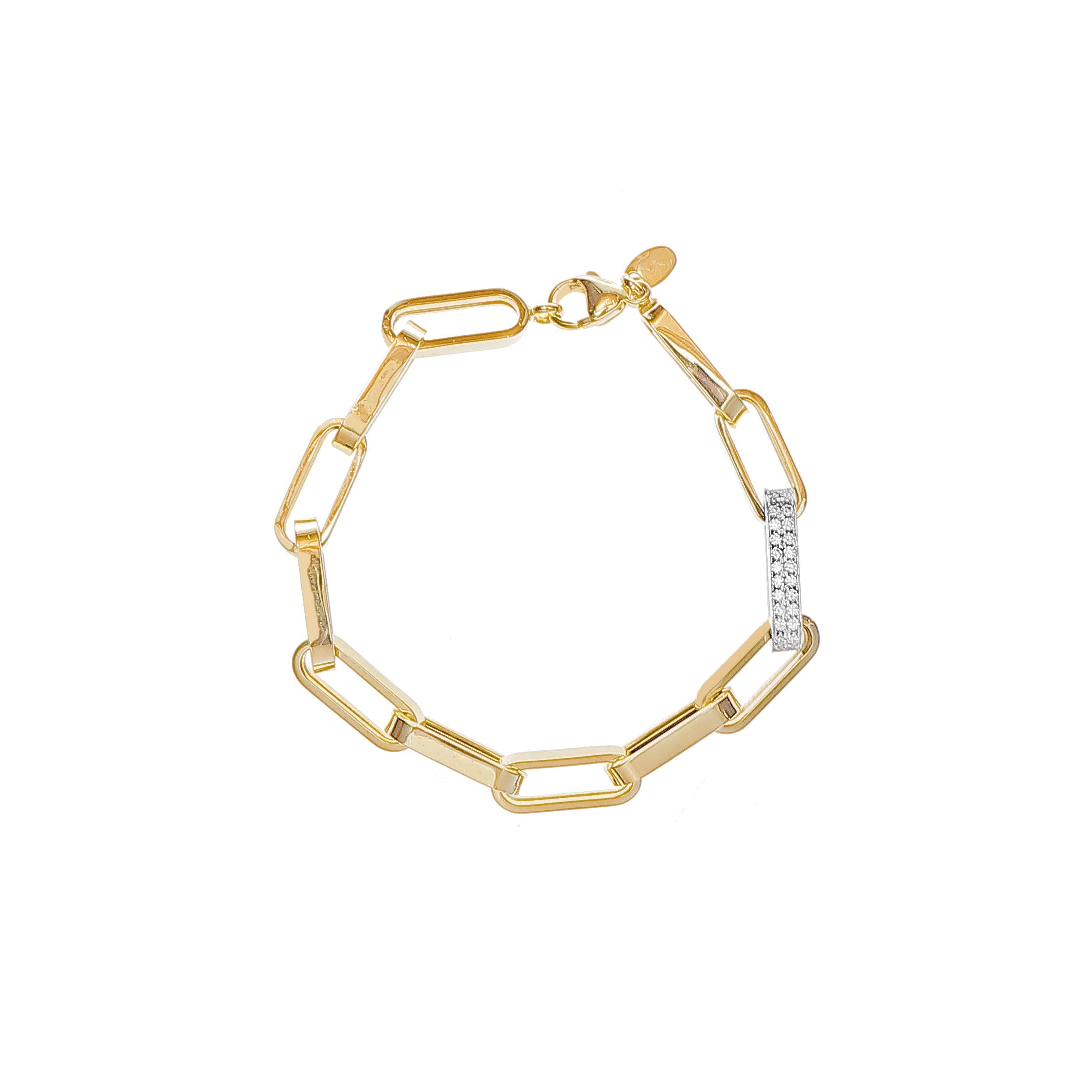 Yellow Gold Cubic Pavé Link Bracelet-14 Karat-Bijoux Village Fine Jewellers