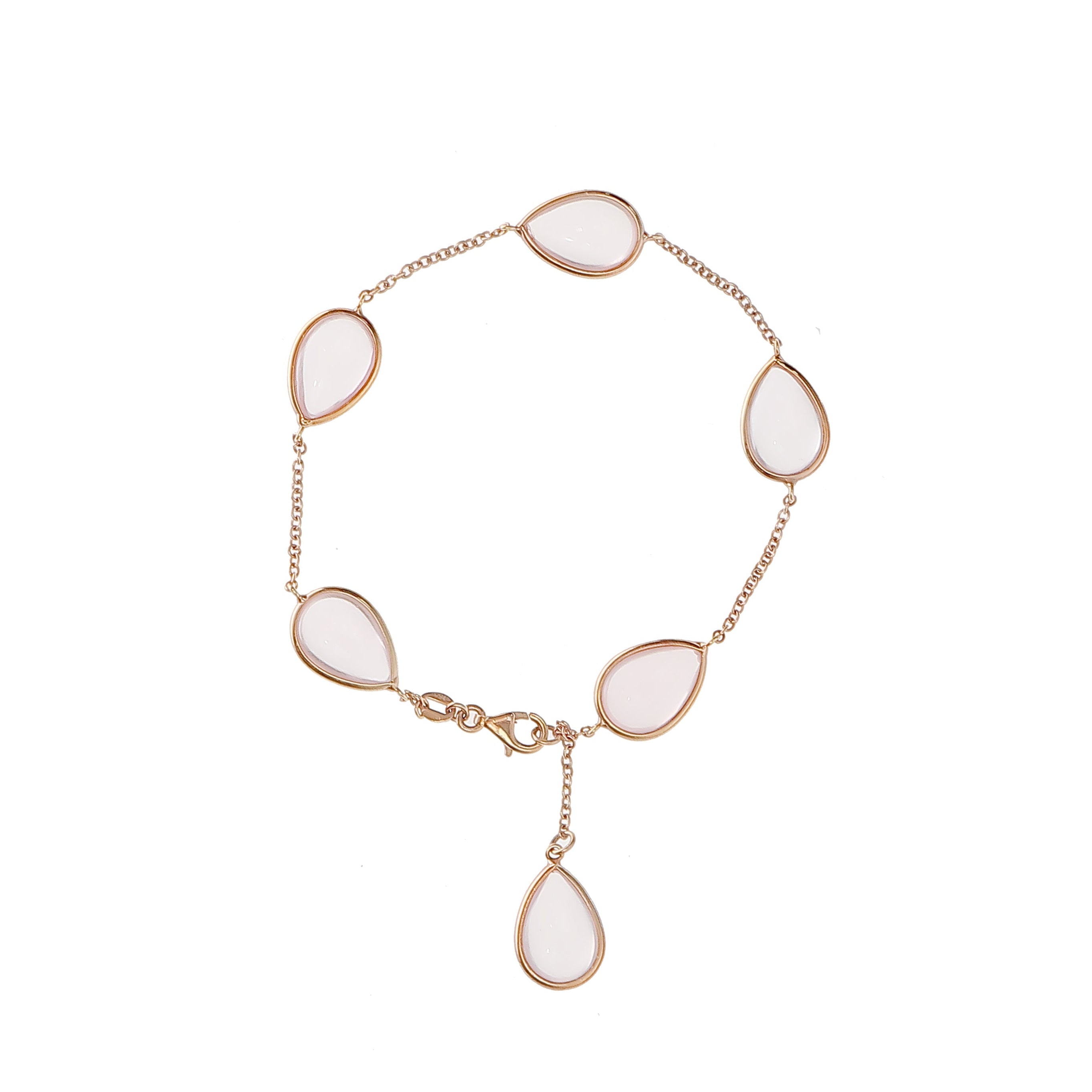 Rose Gold & Rose Quartz Teardrop Bracelet-18 Karat Rose Gold-Bijoux Village Fine Jewellers