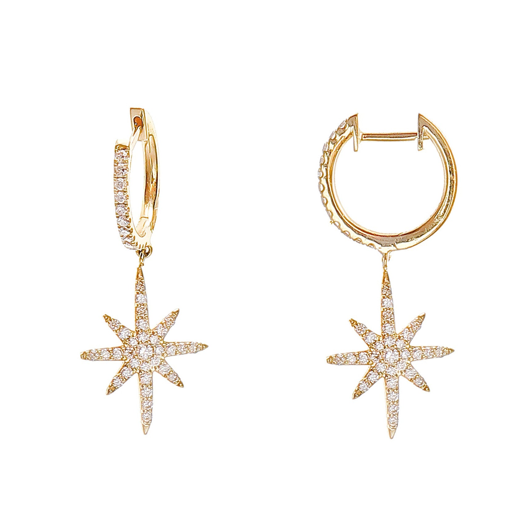 Starburst Drop Earrings – 0.60 CT Diamonds-18 Karat-Bijoux Village Fine Jewellers