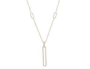 18 Karat Yellow Gold Paperclip Pendant Chain with 1.88 CTs Diamonds