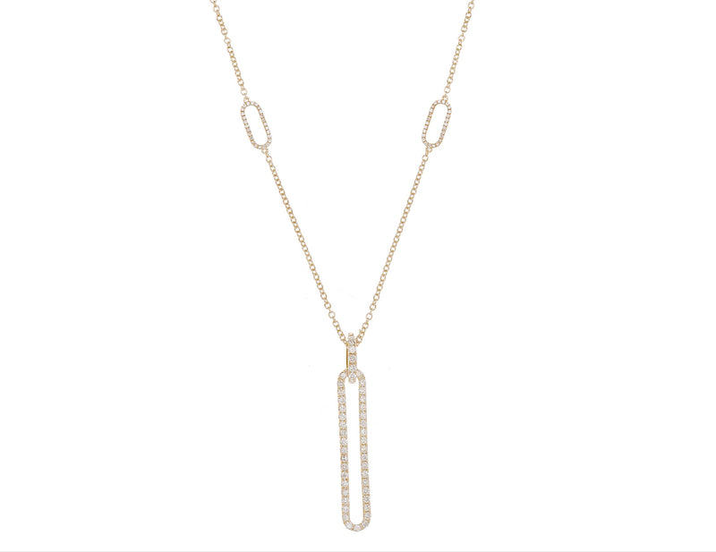 Gold Diamond Paperclip Pendant Necklace – 1.88 CT-18 Karat-Bijoux Village Fine Jewellers