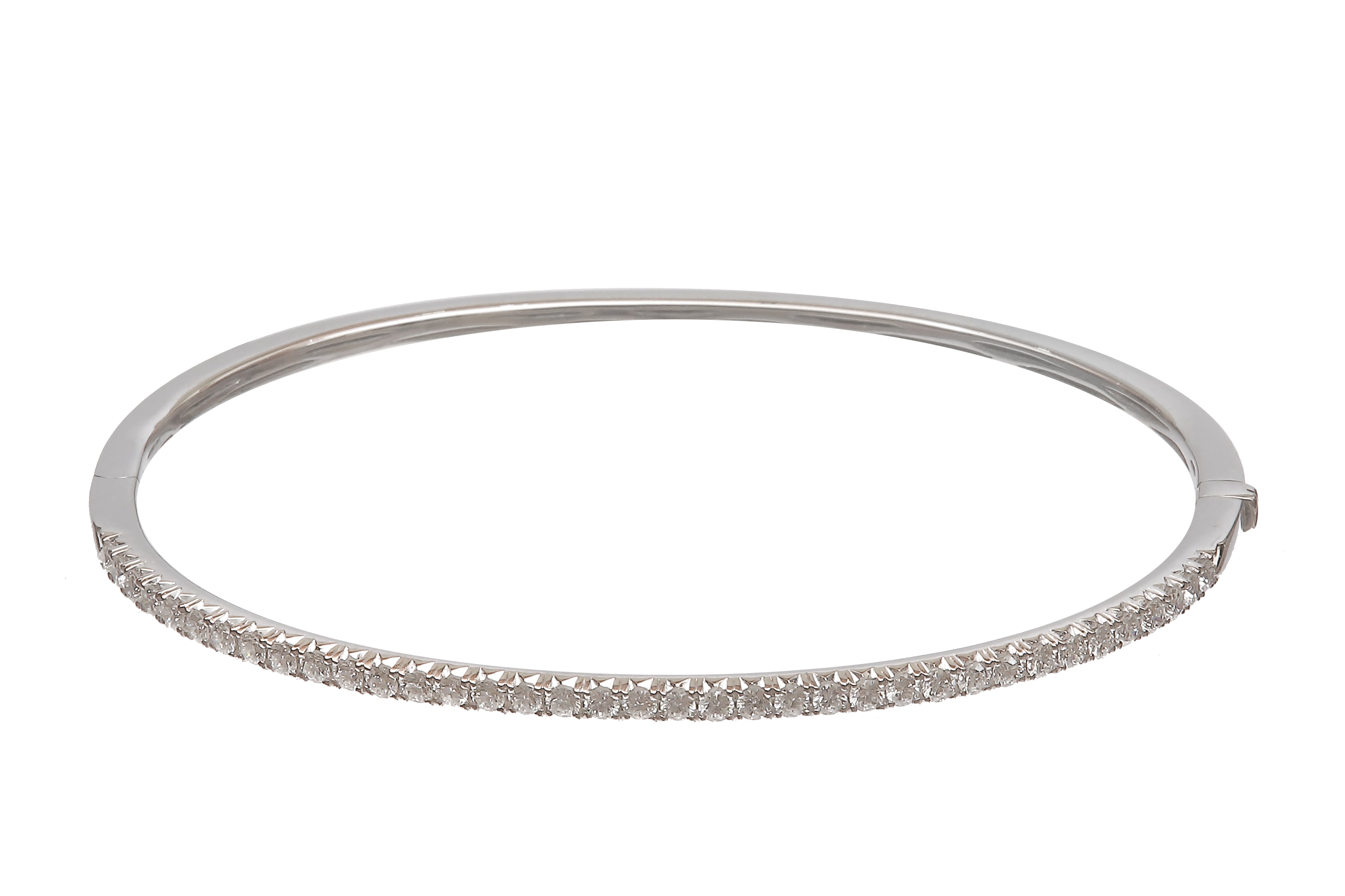 White Gold Diamond Bangle-White Gold-Bijoux Village Fine Jewellers