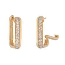 Load image into Gallery viewer, 18 Karat Yellow Gold Rectangular Huggie Earrings with .51 CTs Natural Diamonds-Earring-Bijoux Village Fine Jewellers
