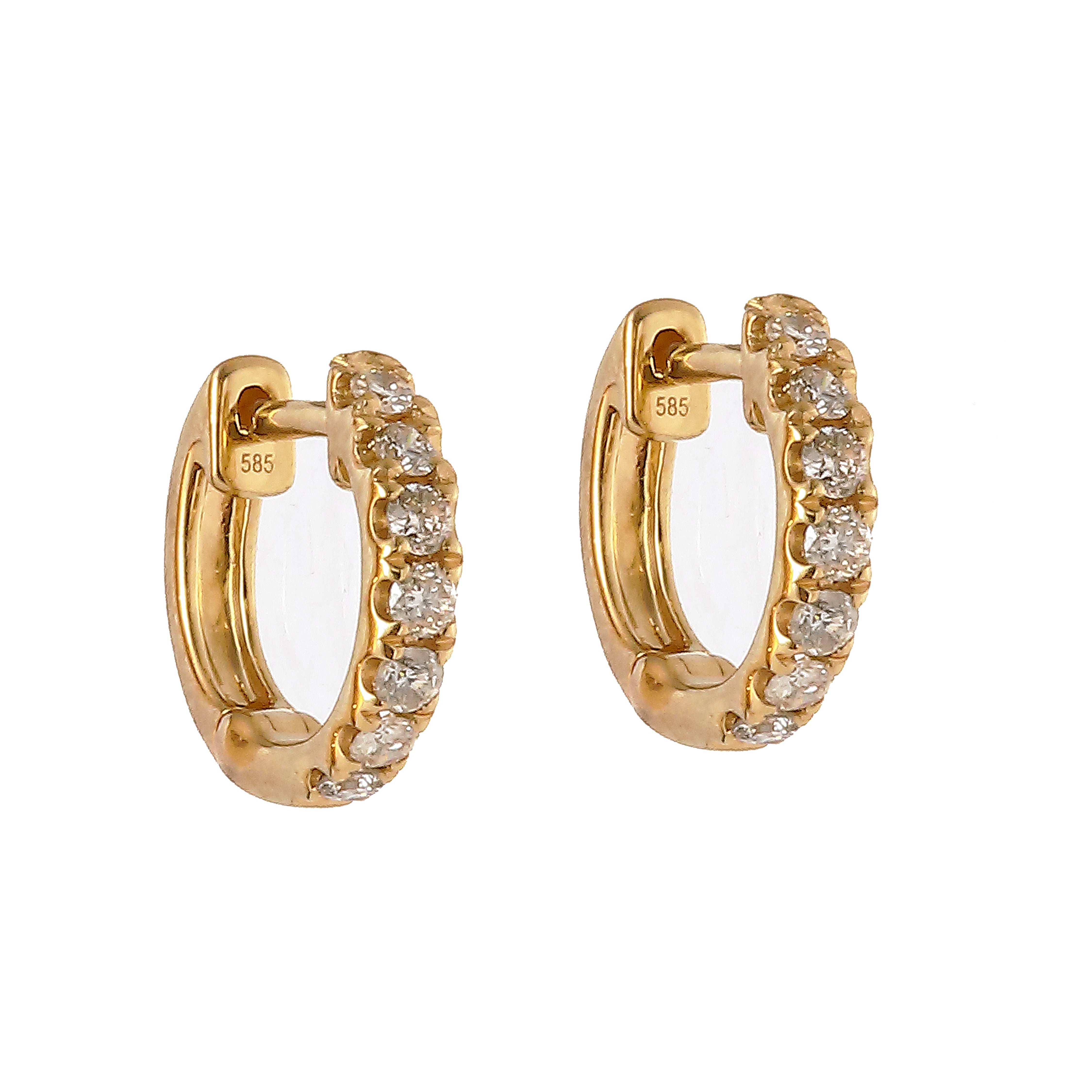 Diamond Hoop Huggie Earrings-18 Karat-Bijoux Village Fine Jewellers