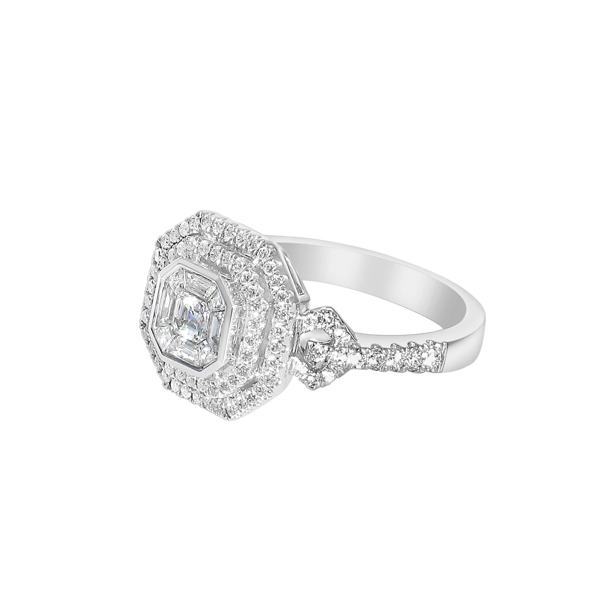 Vintage-Inspired Halo Diamond Ring – 2.37 CT Total-Diamond-Bijoux Village Fine Jewellers